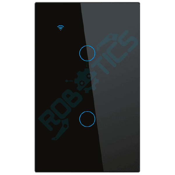 INTERRUPTOR INTELIGENTE TOUCH 2 CANALES WIFI CON CAPACITOR TUYA TY-U2 NEGRO