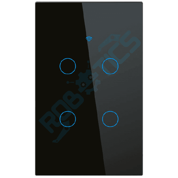 INTERRUPTOR INTELIGENTE TOUCH 4 CANALES WIFI CON CAPACITOR TUYA TY-U4 NEGRO