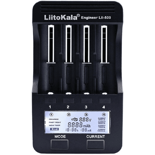 CARGADOR LIITOKALA LII-500 BATERIA 18650/18500/18490/26650/26500/22650/17670/17500/17355/16340/14500/10440