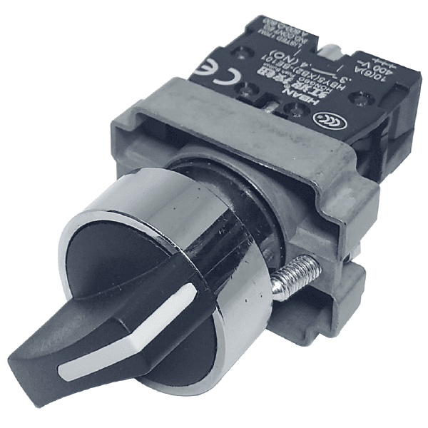 SWITCH SELECTOR 22mm 2 POSICIONES NEGRO METALICO